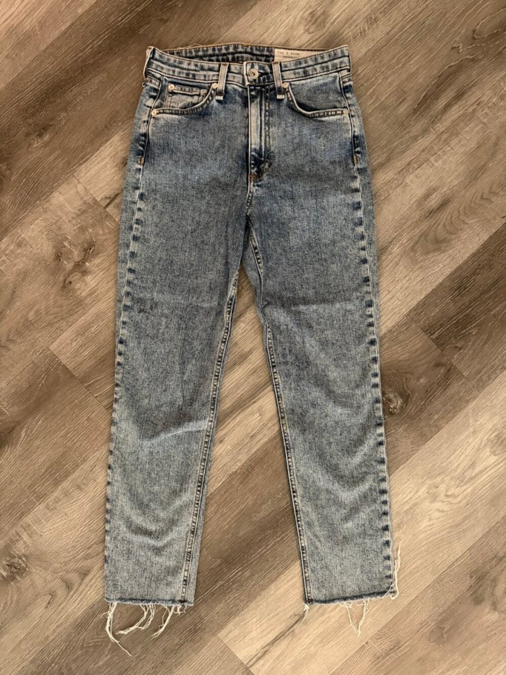 rag & bone Acid Wash Straight Leg Jeans | Size 24